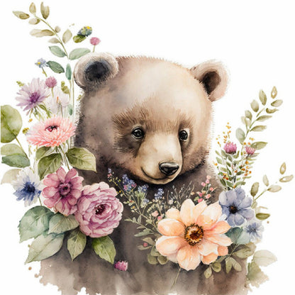 Garland Brown Bear - Full Round Drill Diamond Painting 30*30CM