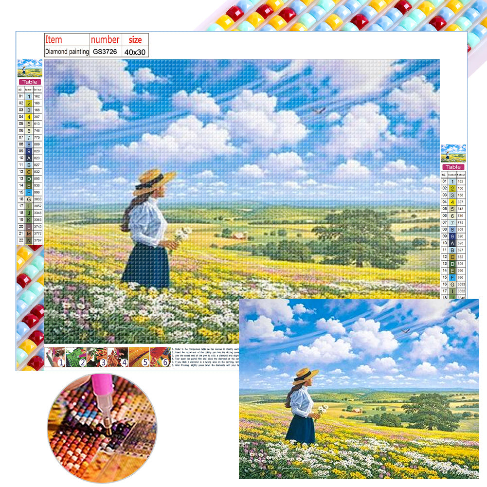 Flower Field - Full Square Drill Diamond Painting 40*30CM