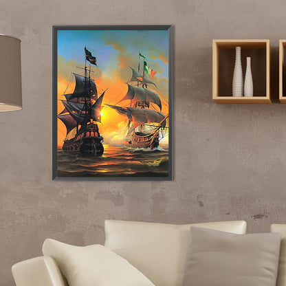 Sea Sailing Boat - Full Square Drill Diamond Painting 30*40CM