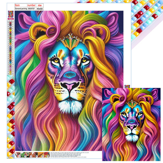 Colorful Lion - Full Square Drill Diamond Painting 40*50CM