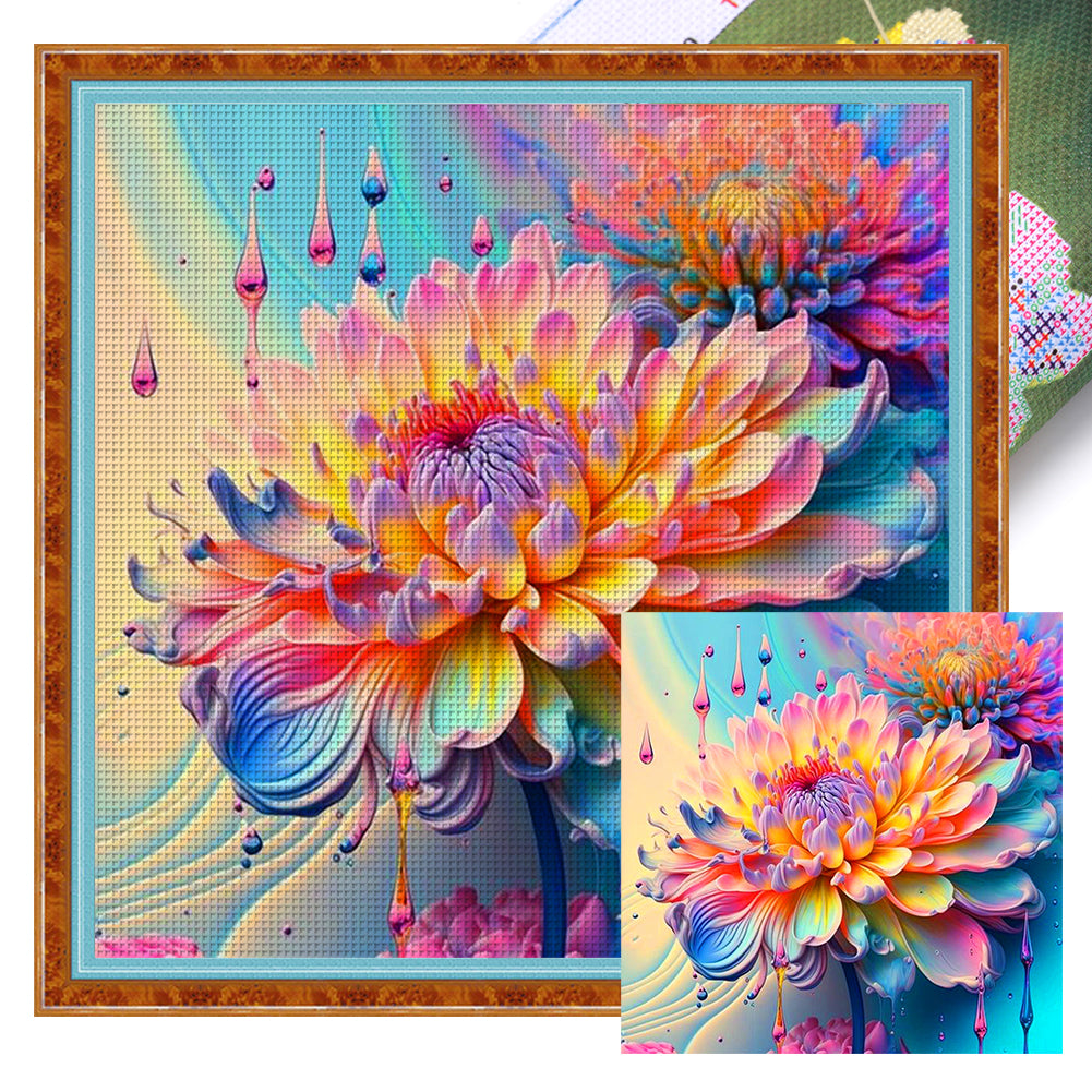 Colorful Flowers - 11CT Stamped Cross Stitch 40*40CM