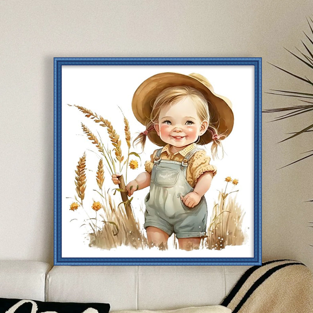 Children Busy At Farm Work - 11CT Stamped Cross Stitch 40*40CM