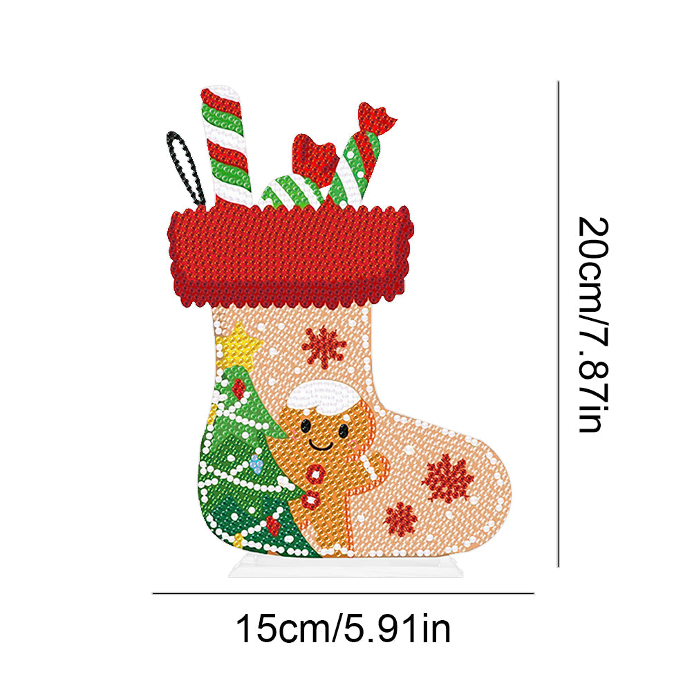 Desktop Round Diamond Painting Ornament Acrylic Xmas Stocking (#2)