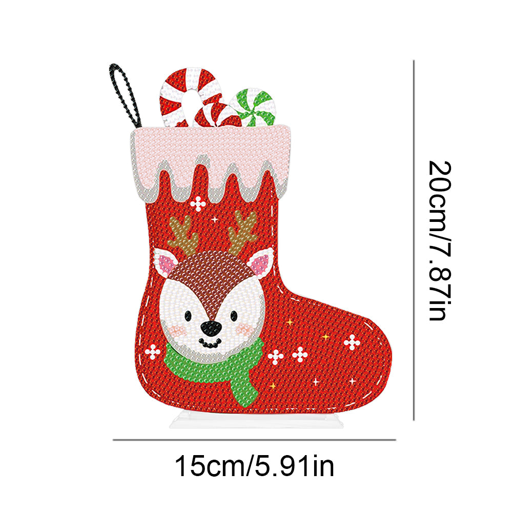 Desktop Round Diamond Painting Ornament Acrylic Xmas Stocking (#3)