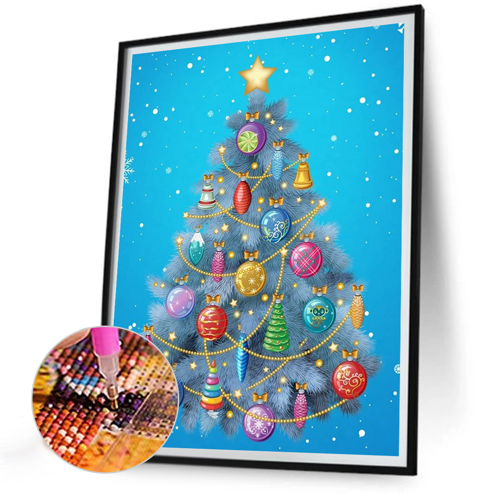 Christmas Tree With Lights - Full Round Drill Diamond Painting 30*40CM