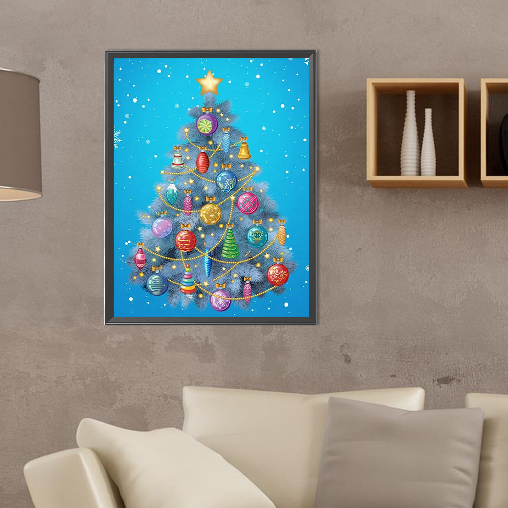 Christmas Tree With Lights - Full Round Drill Diamond Painting 30*40CM