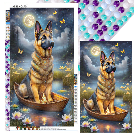 Wolfdog On The Boat - Full Round Drill Diamond Painting 40*70CM