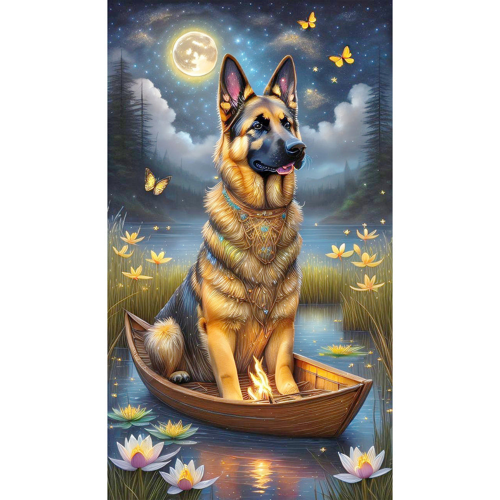 Wolfdog On The Boat - Full Round Drill Diamond Painting 40*70CM
