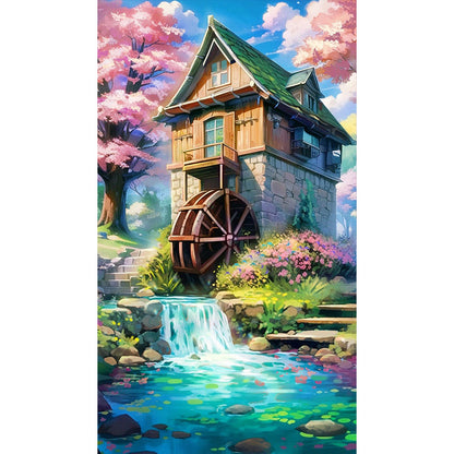 House By Pond - Full Round Drill Diamond Painting 40*70CM