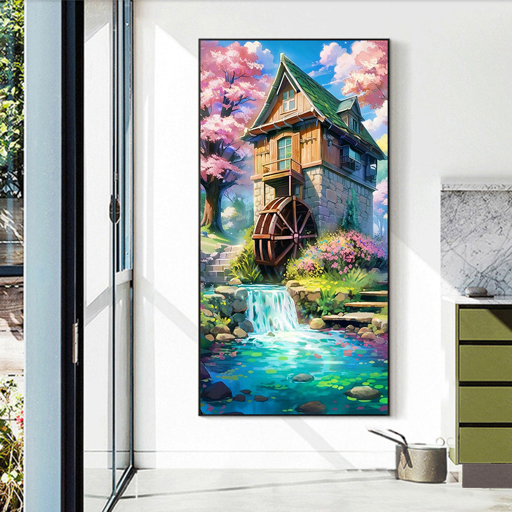 House By Pond - Full Round Drill Diamond Painting 40*70CM