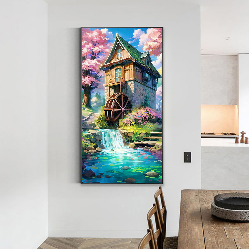 House By Pond - Full Round Drill Diamond Painting 40*70CM