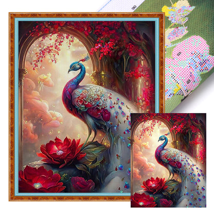 Peacock And Flowers - 11CT Stamped Cross Stitch 40*50CM