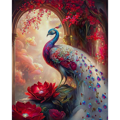 Peacock And Flowers - 11CT Stamped Cross Stitch 40*50CM