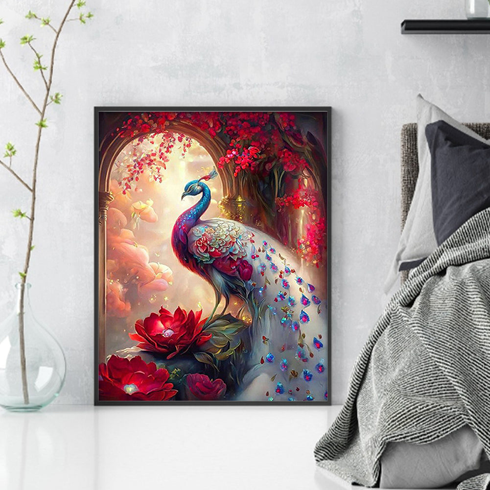 Peacock And Flowers - 11CT Stamped Cross Stitch 40*50CM