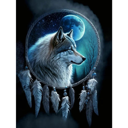 Dream Catcher And Wolf - 11CT Stamped Cross Stitch 40*53CM