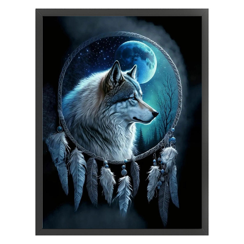 Dream Catcher And Wolf - 11CT Stamped Cross Stitch 40*53CM