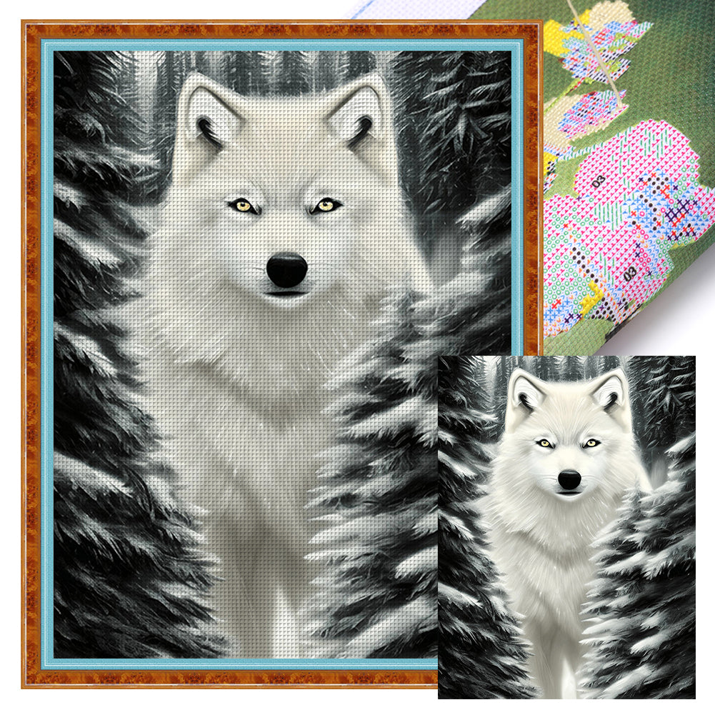 White Wolf - 11CT Stamped Cross Stitch 40*53CM