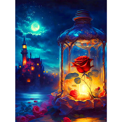 Rose Lamp At Night - 11CT Stamped Cross Stitch 40*53CM