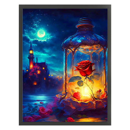 Rose Lamp At Night - 11CT Stamped Cross Stitch 40*53CM