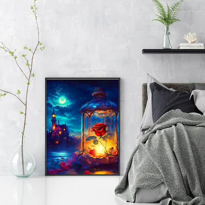 Rose Lamp At Night - 11CT Stamped Cross Stitch 40*53CM