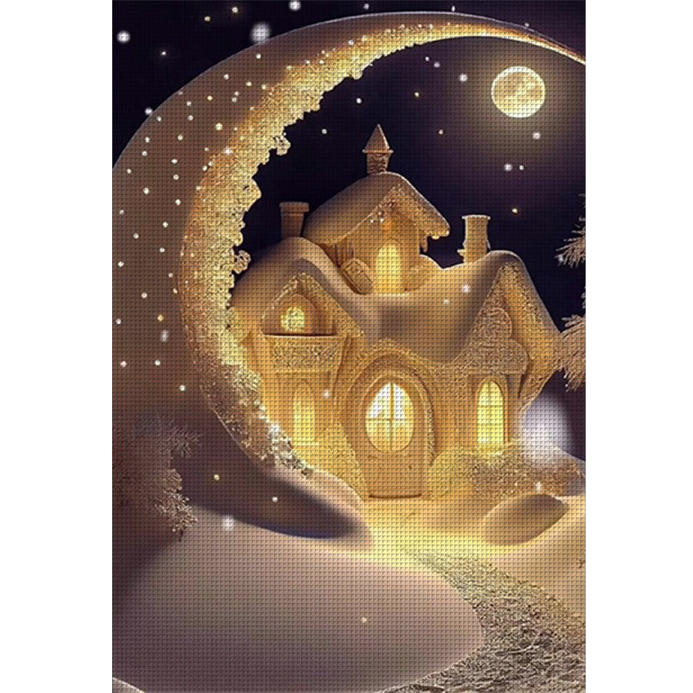 Moon Igloo - 11CT Stamped Cross Stitch 40*60CM