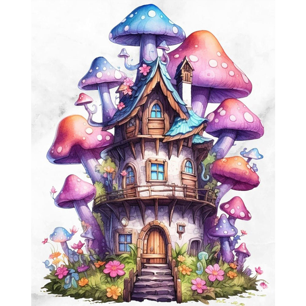 Mushroom House - 11CT Stamped Cross Stitch 50*60CM