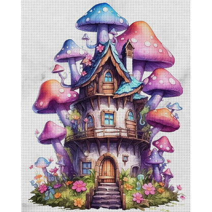 Mushroom House - 11CT Stamped Cross Stitch 50*60CM