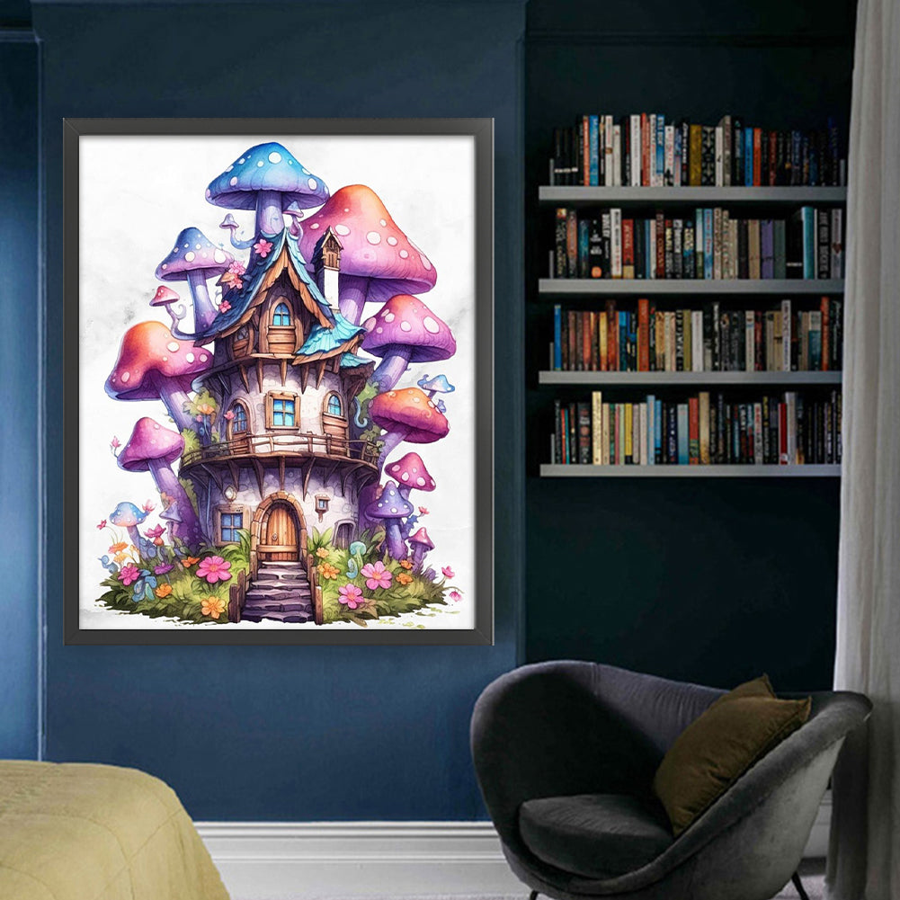 Mushroom House - 11CT Stamped Cross Stitch 50*60CM