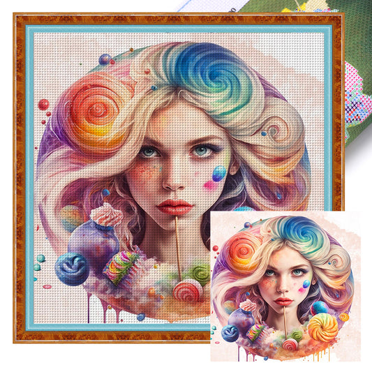 Rainbow Woman - 11CT Stamped Cross Stitch 60*63CM