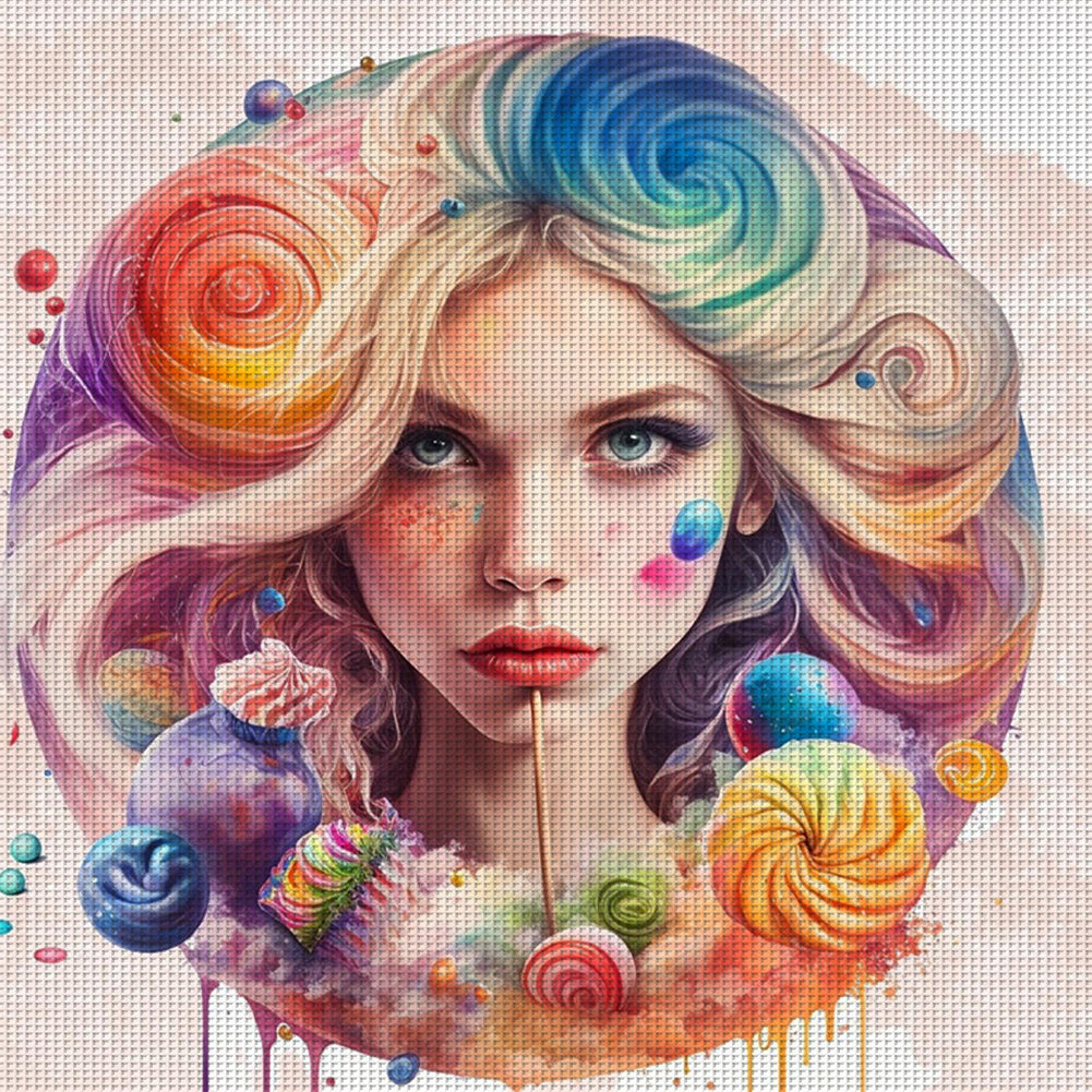 Rainbow Woman - 11CT Stamped Cross Stitch 60*63CM