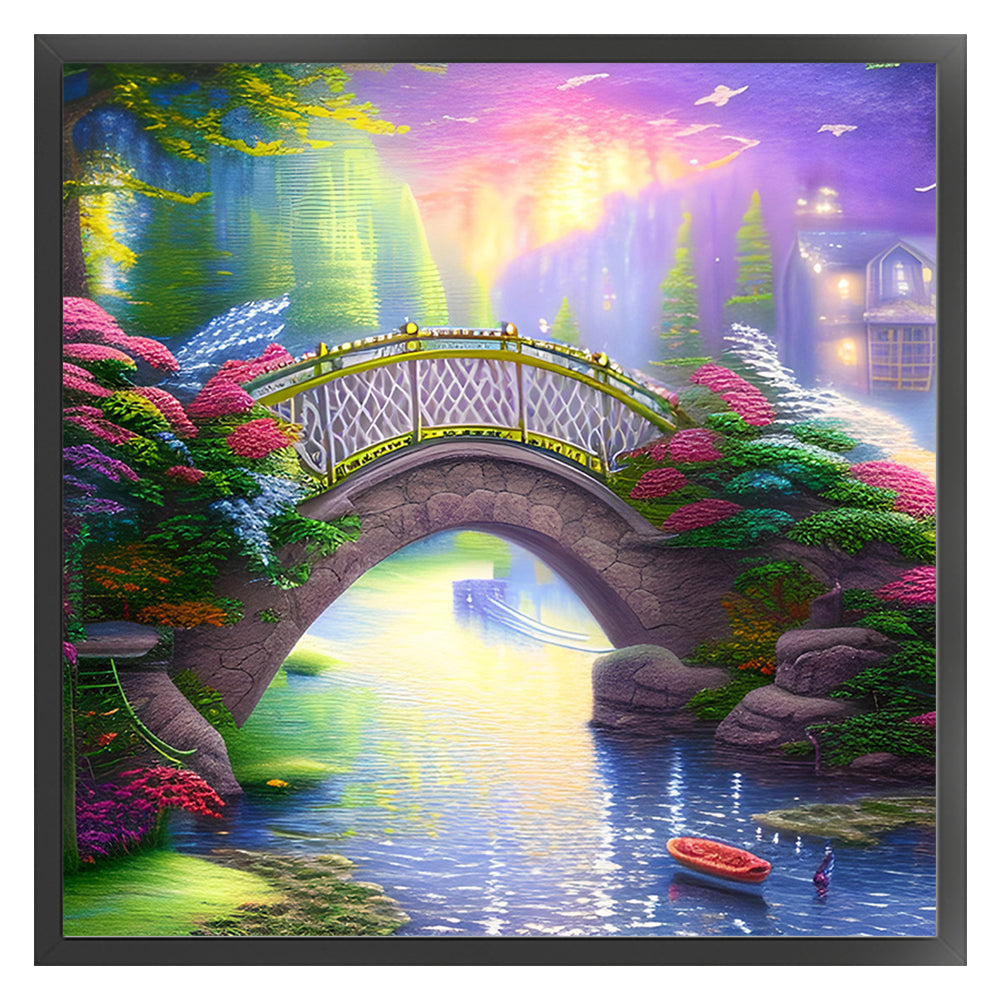 Small Bridge And Flowing Water - 11CT Stamped Cross Stitch 40*40CM