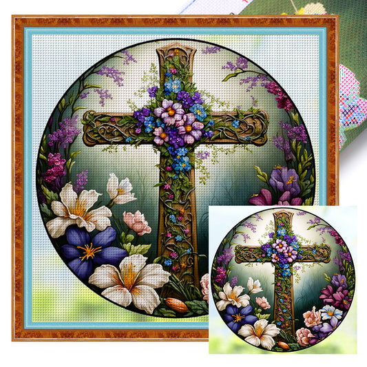 Flowers - 11CT Stamped Cross Stitch 40*40CM