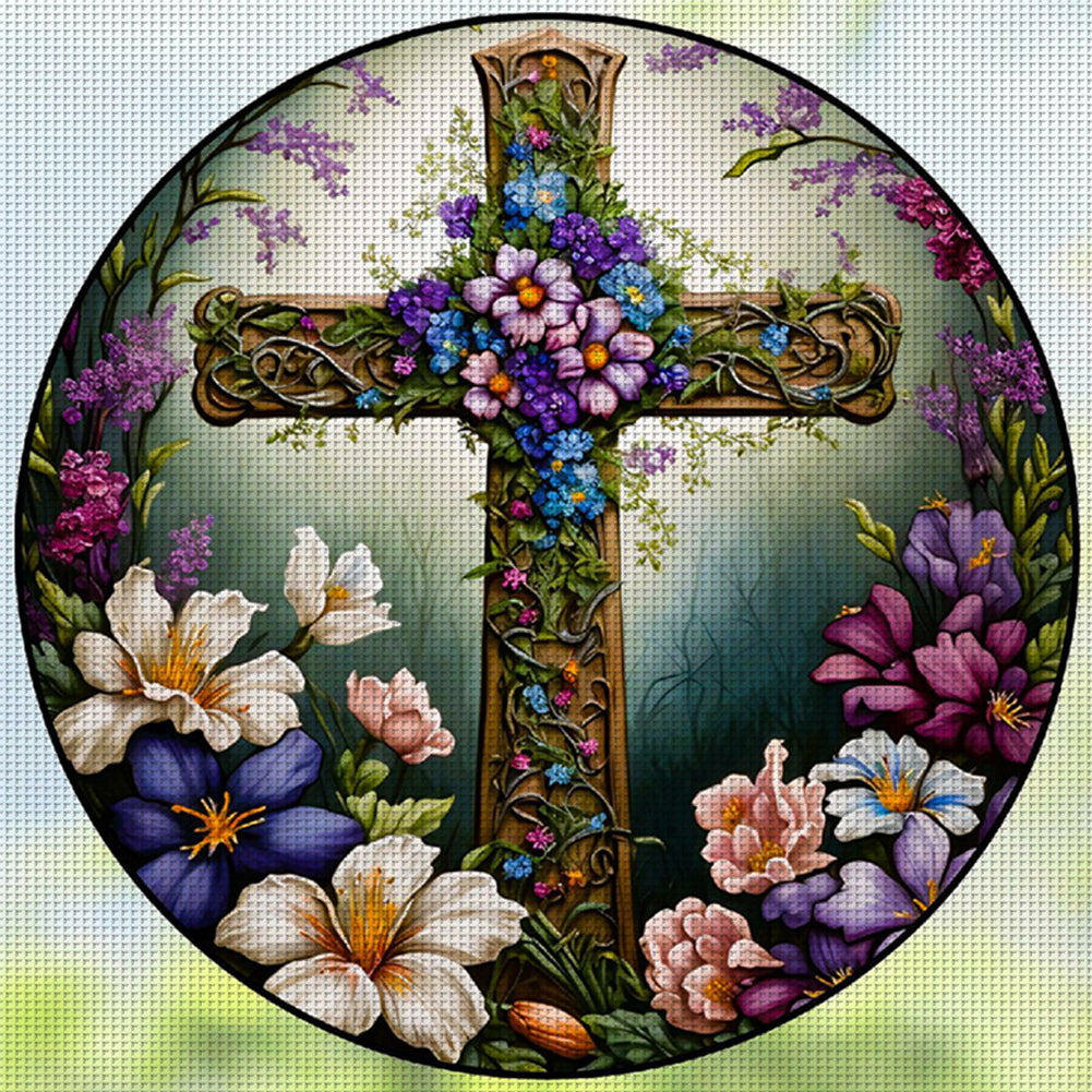 Flowers - 11CT Stamped Cross Stitch 40*40CM