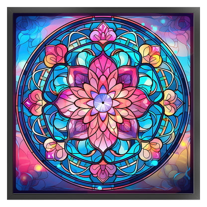 Glass Painting-Flowers - 11CT Stamped Cross Stitch 40*40CM