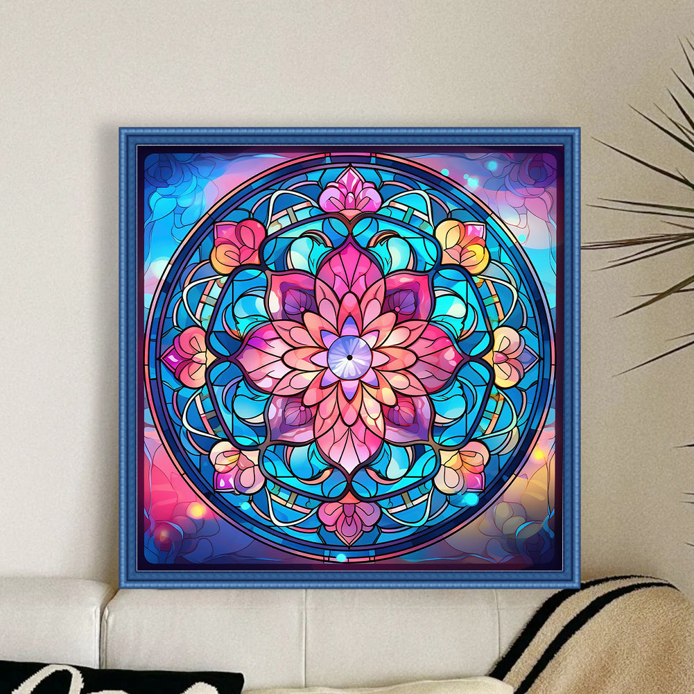 Glass Painting-Flowers - 11CT Stamped Cross Stitch 40*40CM