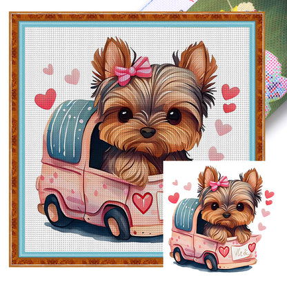 Puppy Riding Car - 11CT Stamped Cross Stitch 40*40CM