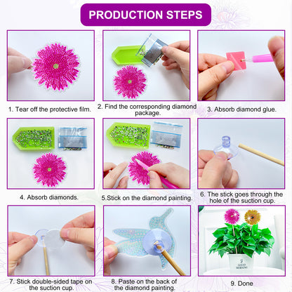 8PCS DIY Diamond Paintings Stick Yard Decor Diamond Painting Garden Stakes Decor