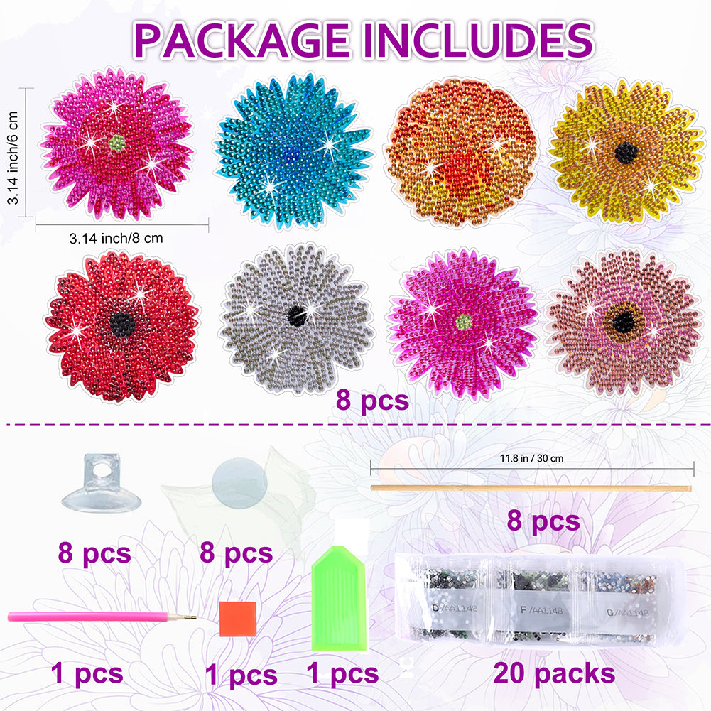 8PCS DIY Diamond Paintings Stick Yard Decor Diamond Painting Garden Stakes Decor