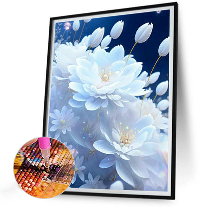 Snow-Colored Ice Lotus Flower - Full Round Drill Diamond Painting 30*40CM