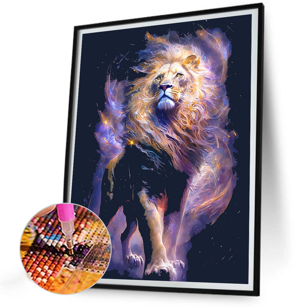 Starry Sky Lion - Full Round Drill Diamond Painting 30*40CM