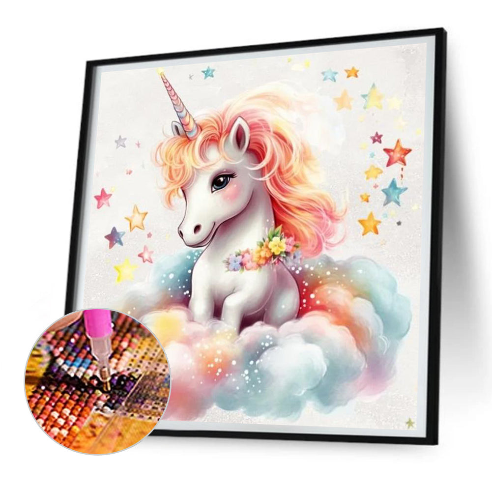 Colorful Cloud Unicorn - Full Round Drill Diamond Painting 30*30CM