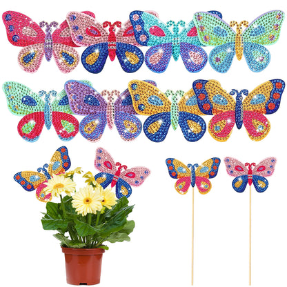 8PCS Diamond Painting Garden Stakes Decor for Garden Decor (Butterfly)