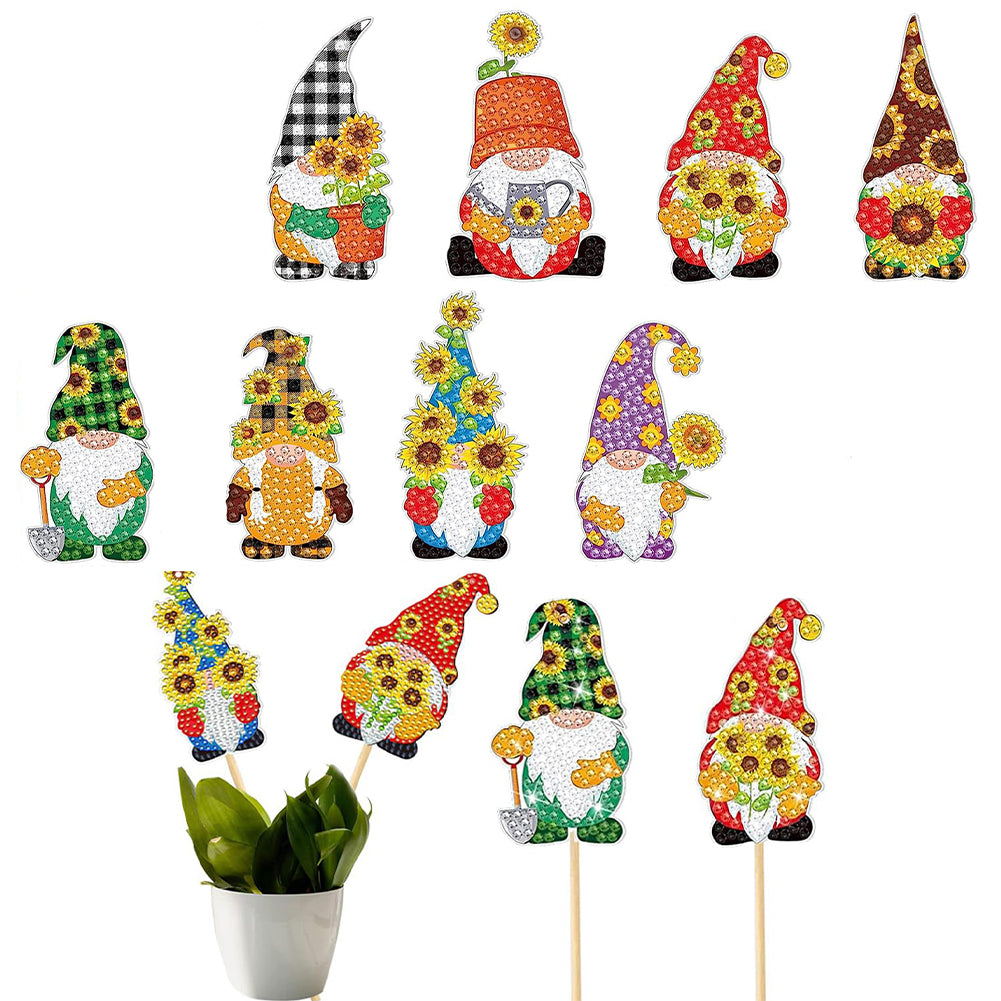 8PCS Diamond Painting Garden Stakes Decor for Garden Decor (Dwarf Elf)