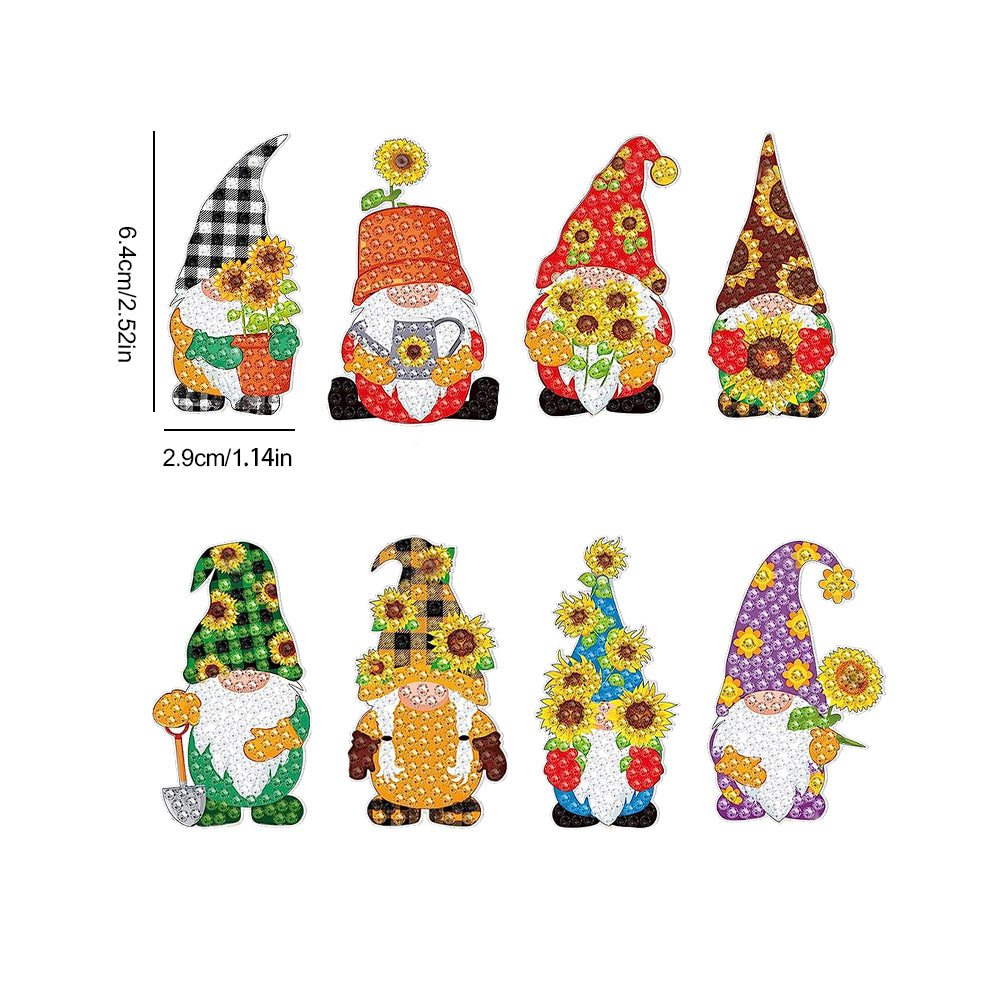 8PCS Diamond Painting Garden Stakes Decor for Garden Decor (Dwarf Elf)