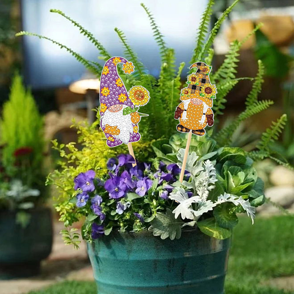 8PCS Diamond Painting Garden Stakes Decor for Garden Decor (Dwarf Elf)