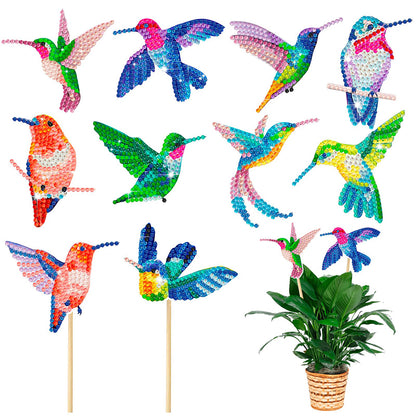 8PCS Diamond Painting Garden Stakes Decor for Garden Decor (Hummingbird)