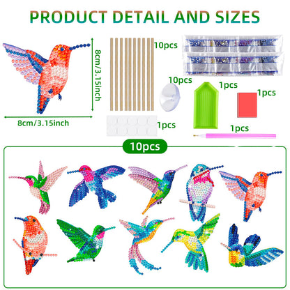 8PCS Diamond Painting Garden Stakes Decor for Garden Decor (Hummingbird)