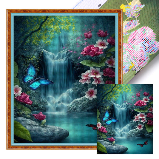 Butterfly Waterfall - 11CT Stamped Cross Stitch 40*50CM