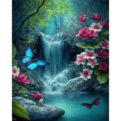 Butterfly Waterfall - 11CT Stamped Cross Stitch 40*50CM