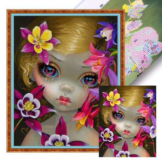 Big Eyes Girl - 11CT Stamped Cross Stitch 40*50CM